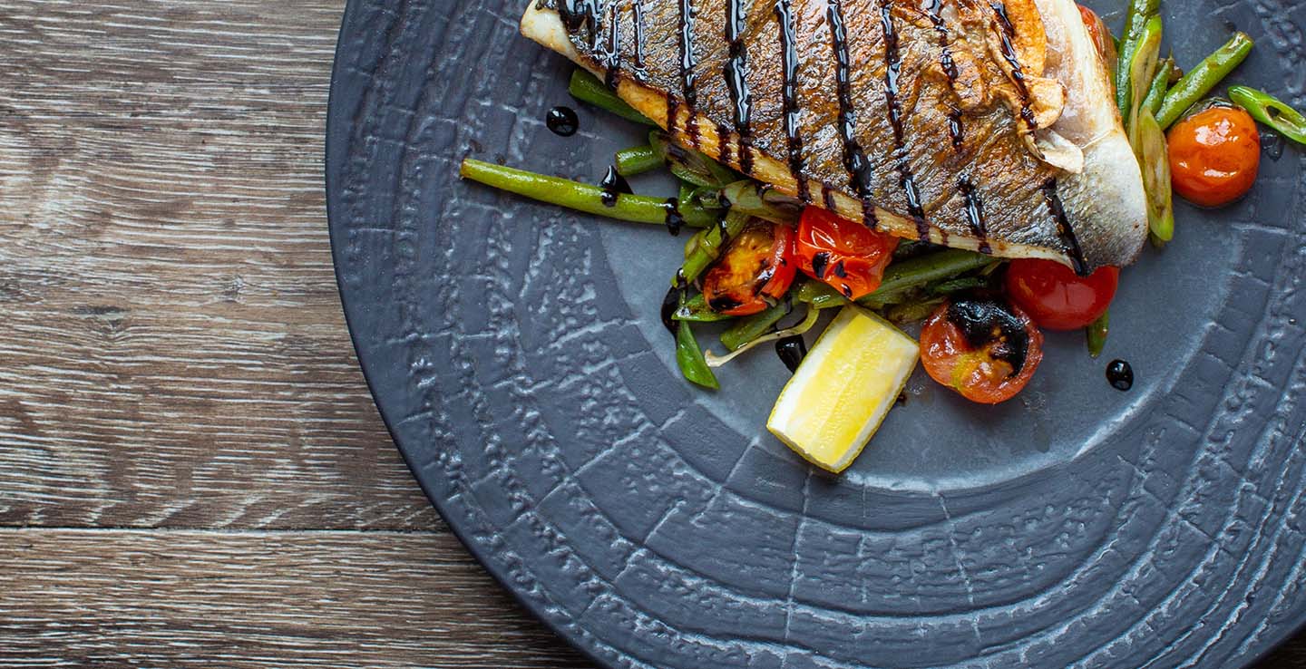 Pan seared fish with sauteed vegetables at the Spa Cafe | The Greenway Hotel Spa