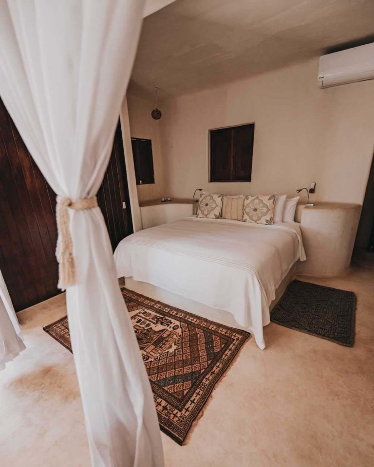 Casa Palapa - bedroom with king bed Papaya Playa Project