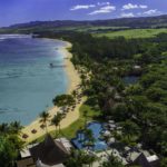Aerial view of Shanti Maurice Resort & Spa on the beach of Saint Felix, Mauritius