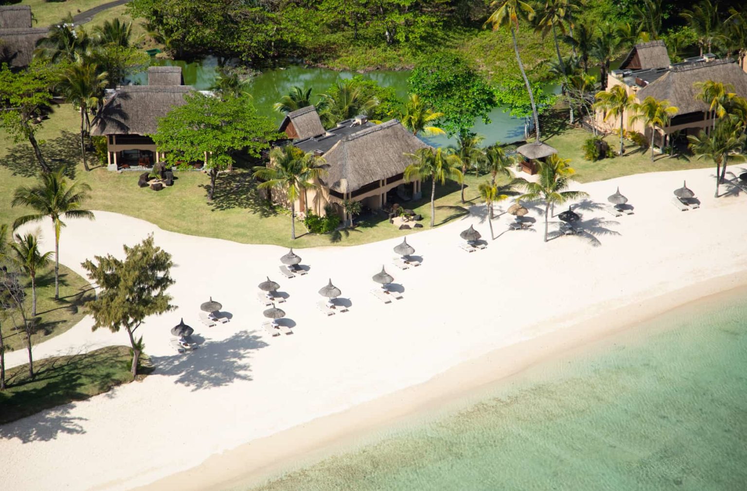 Aerial view of the beach at Shanti Maurice Resort & Spa