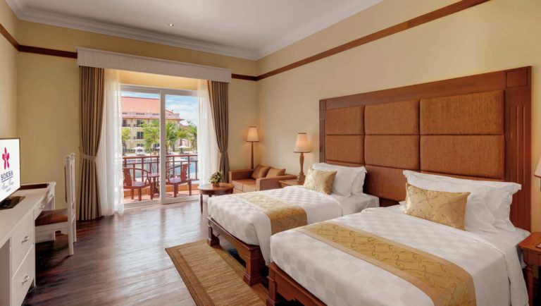 Deluxe twin bed room with pool view at the Sokha Siem Reap Resort