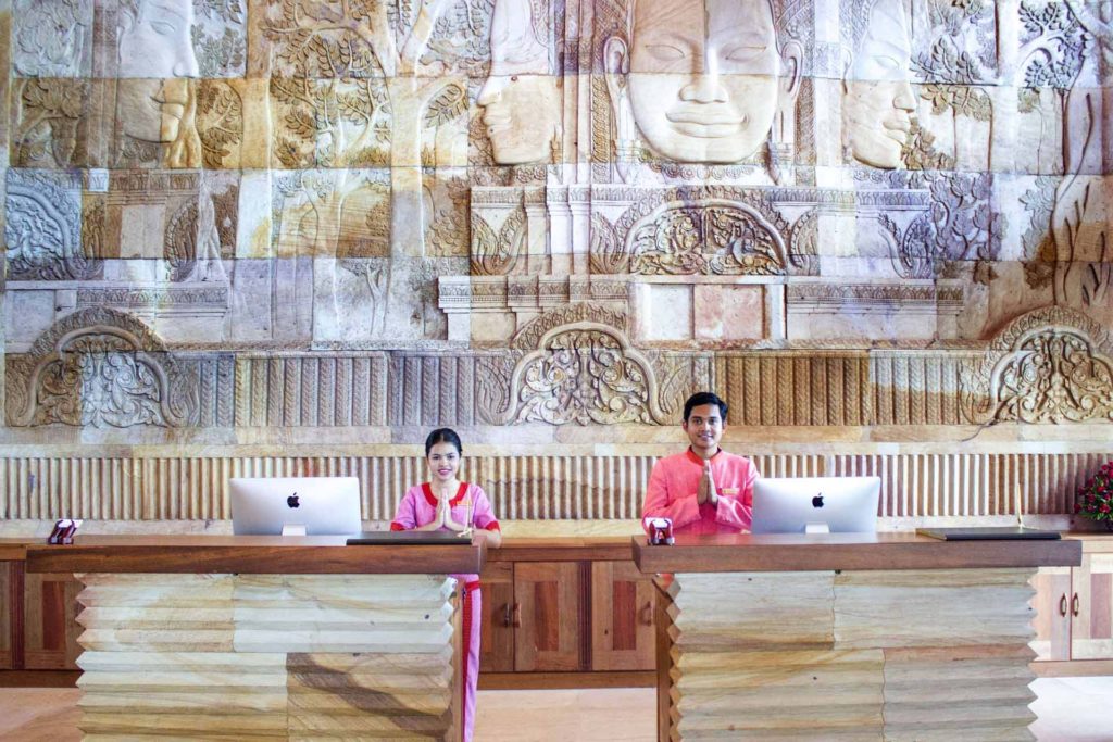 Staff at the front desk of the Sokha Siem Reap Resort