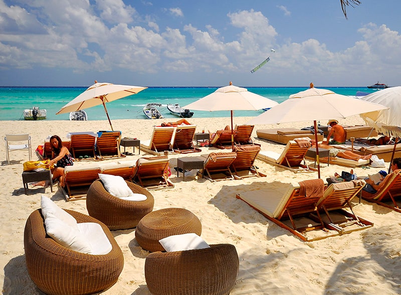Private beach on the Caribbean Sea at the Acanto Hotel Playa del Carmen