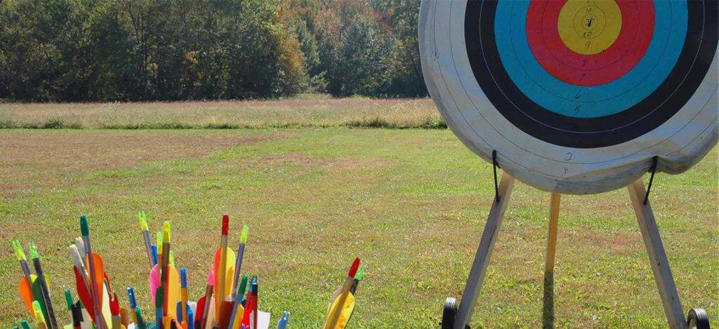 Archery target and arrows at Bovey Castle