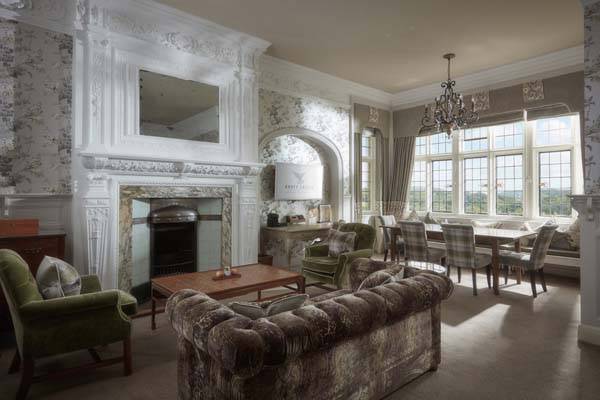 Grand State Room - Open living and dining area with large fireplace | Bovey Castle
