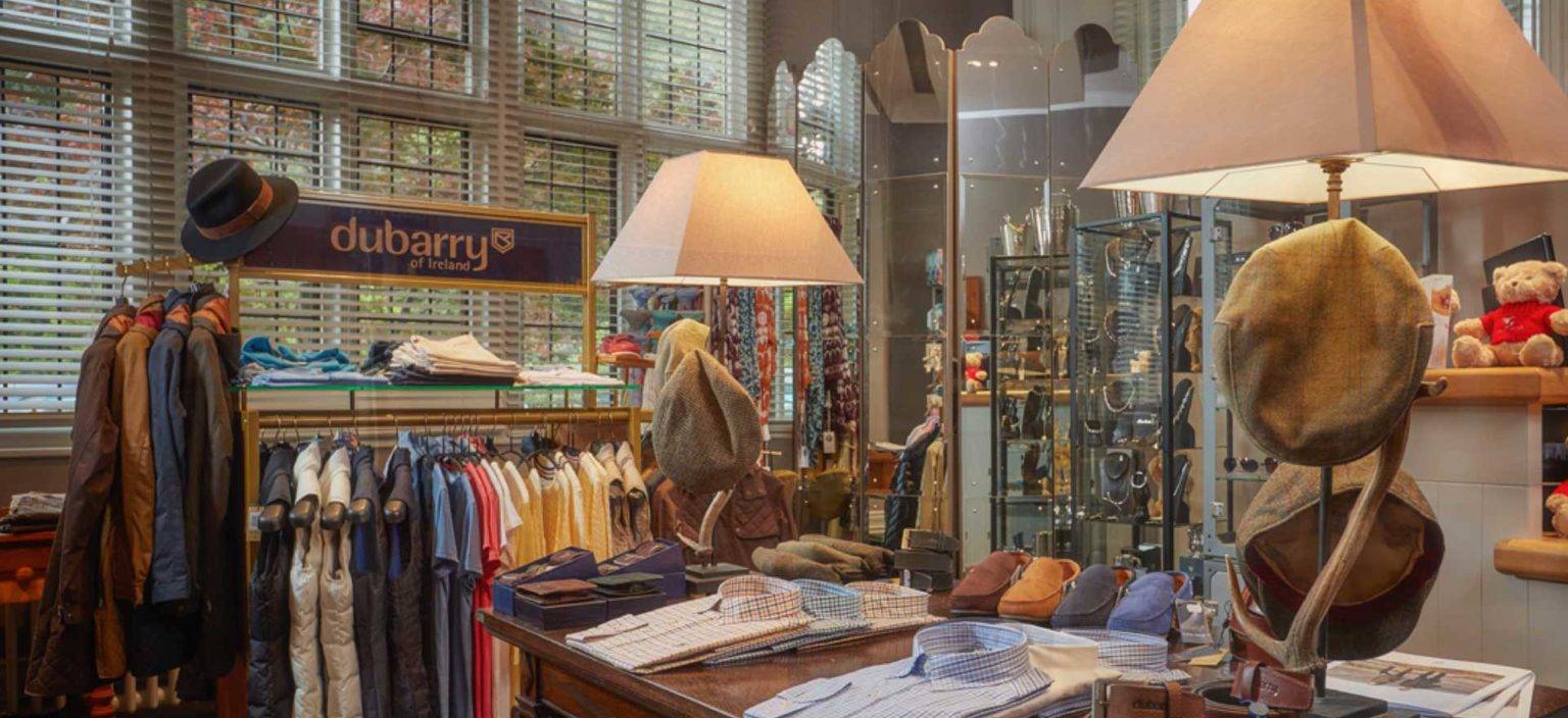 Store filled with clothing, hats, jewelry, and toys at Bovey Castle