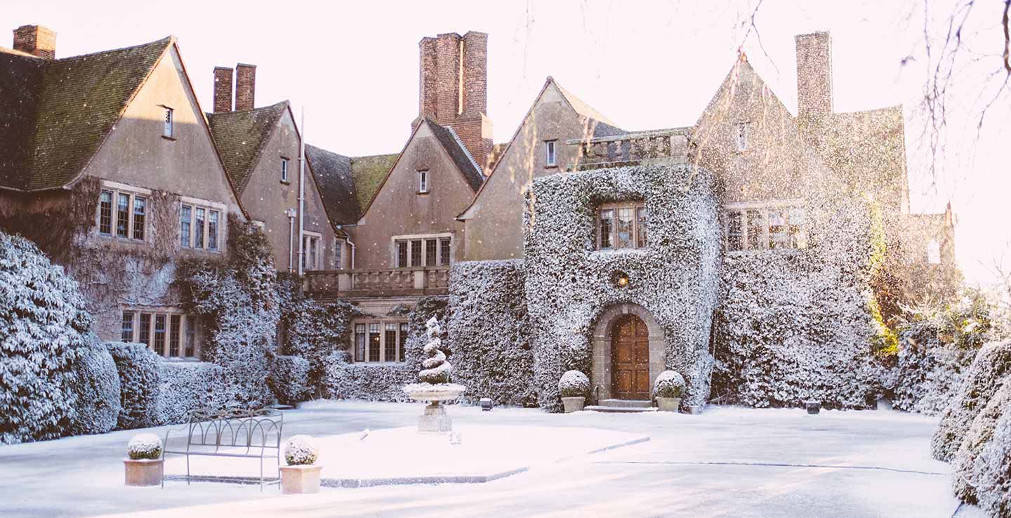 Mallory Court exterior and courtyard covered in snow