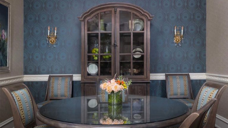 Chateau Presidential Suite - European inspired dining room with hutch | Nemacolin