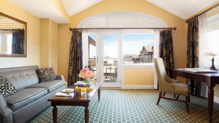 Lodge Double Suite - resort room with living area and workstation | Nemacolin