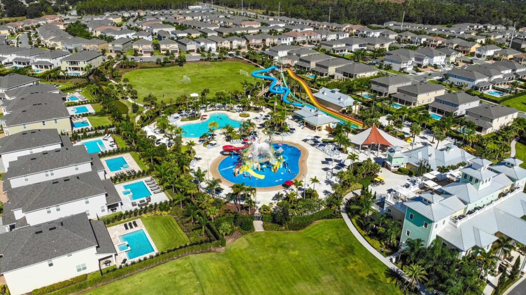 Encore Resort water park, vacation homes, and clubhouse