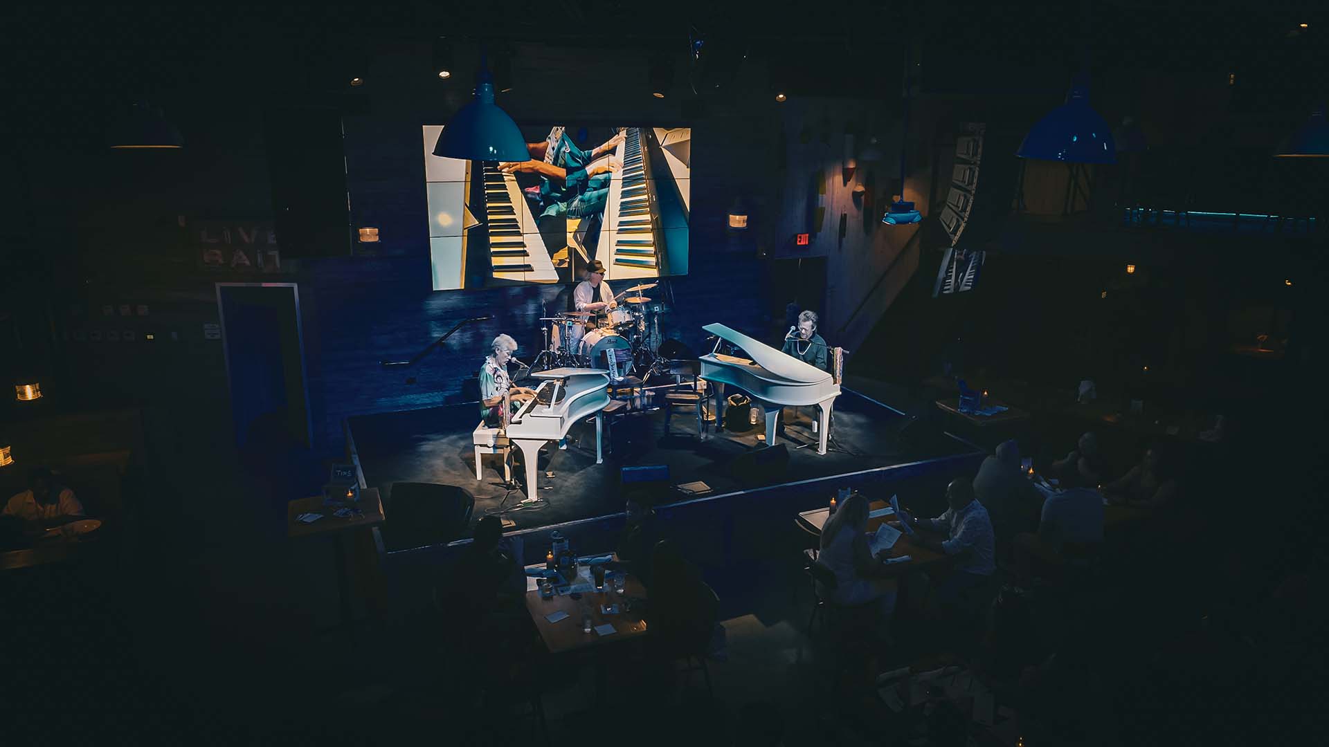 Dockside Dueling Pianos live music at The Wharf at Sunset Walk restaurant