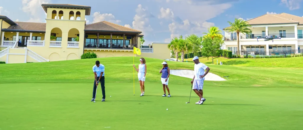 Group golfing on the Jack Nicklaus Signature Course at The Bear’s Den Resort Orlando
